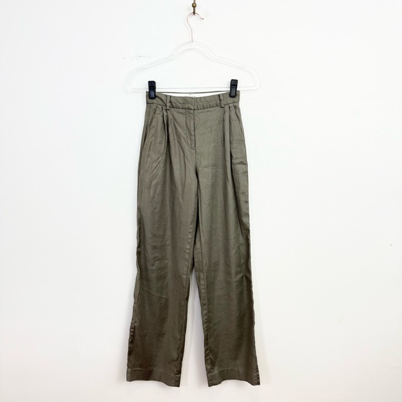 Aritzia Babaton Armstrong High Waist Tailored Trousers Olive Green Size 00 - Picture 2 of 6